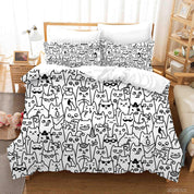 3D Cartoon Animal Cat Graffiti Quilt Cover Set Bedding Set Duvet Cover Pillowcases 23- Jess Art Decoration