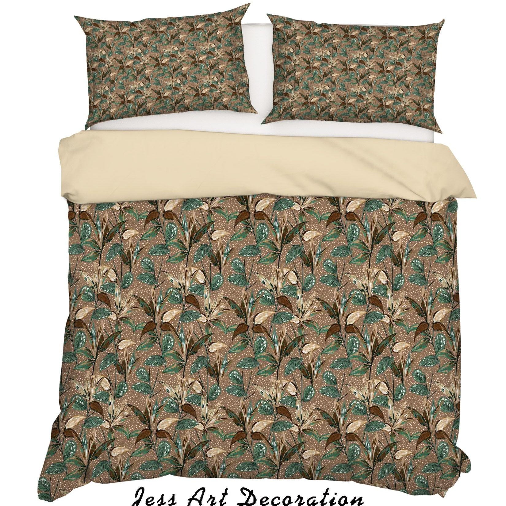 3D Vintage Leaves Floral Pattern Quilt Cover Set Bedding Set Duvet Cover Pillowcases WJ 6887- Jess Art Decoration