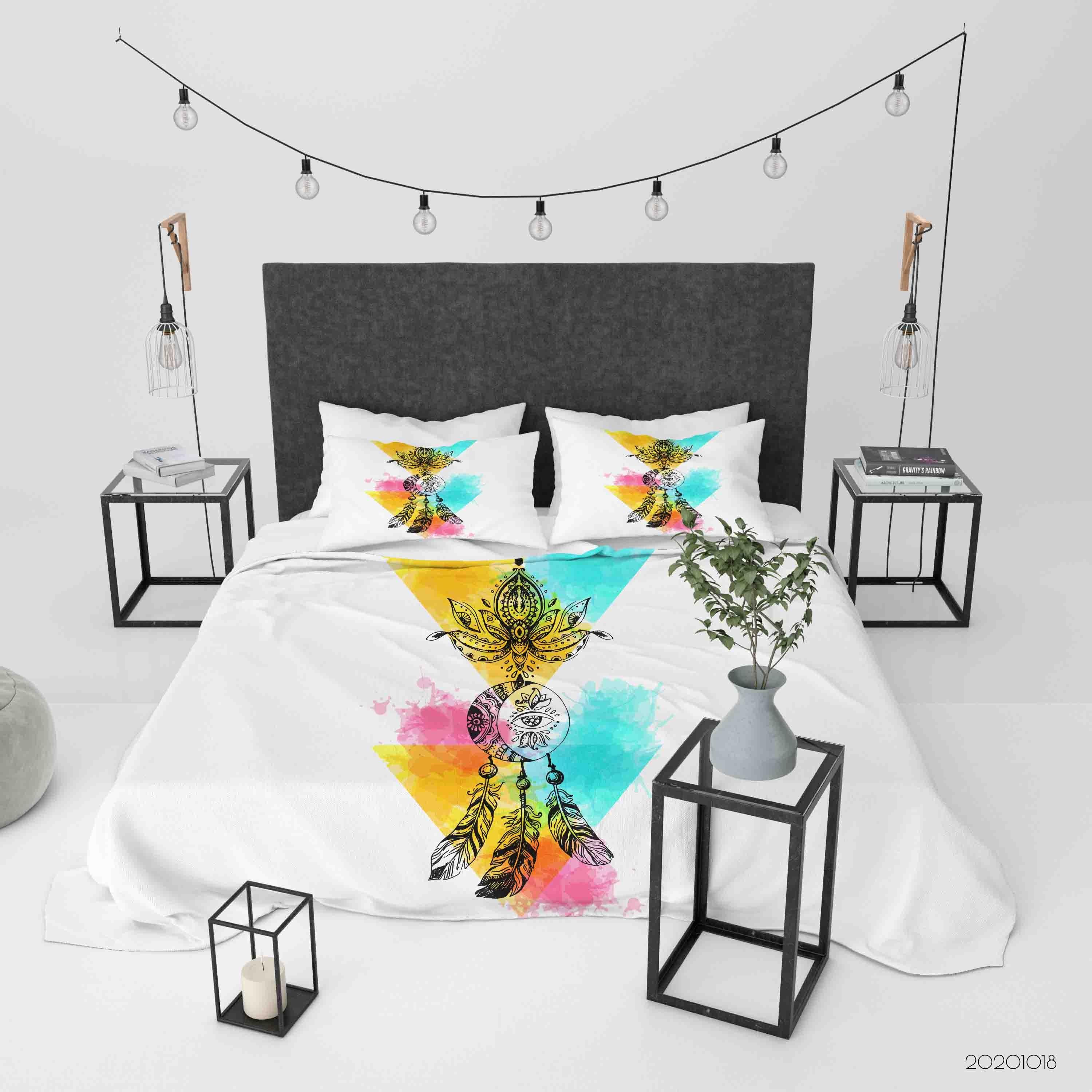 3D Watercolor Dream Catcher Quilt Cover Set Bedding Set Duvet Cover Pillowcases WJ 9743- Jess Art Decoration