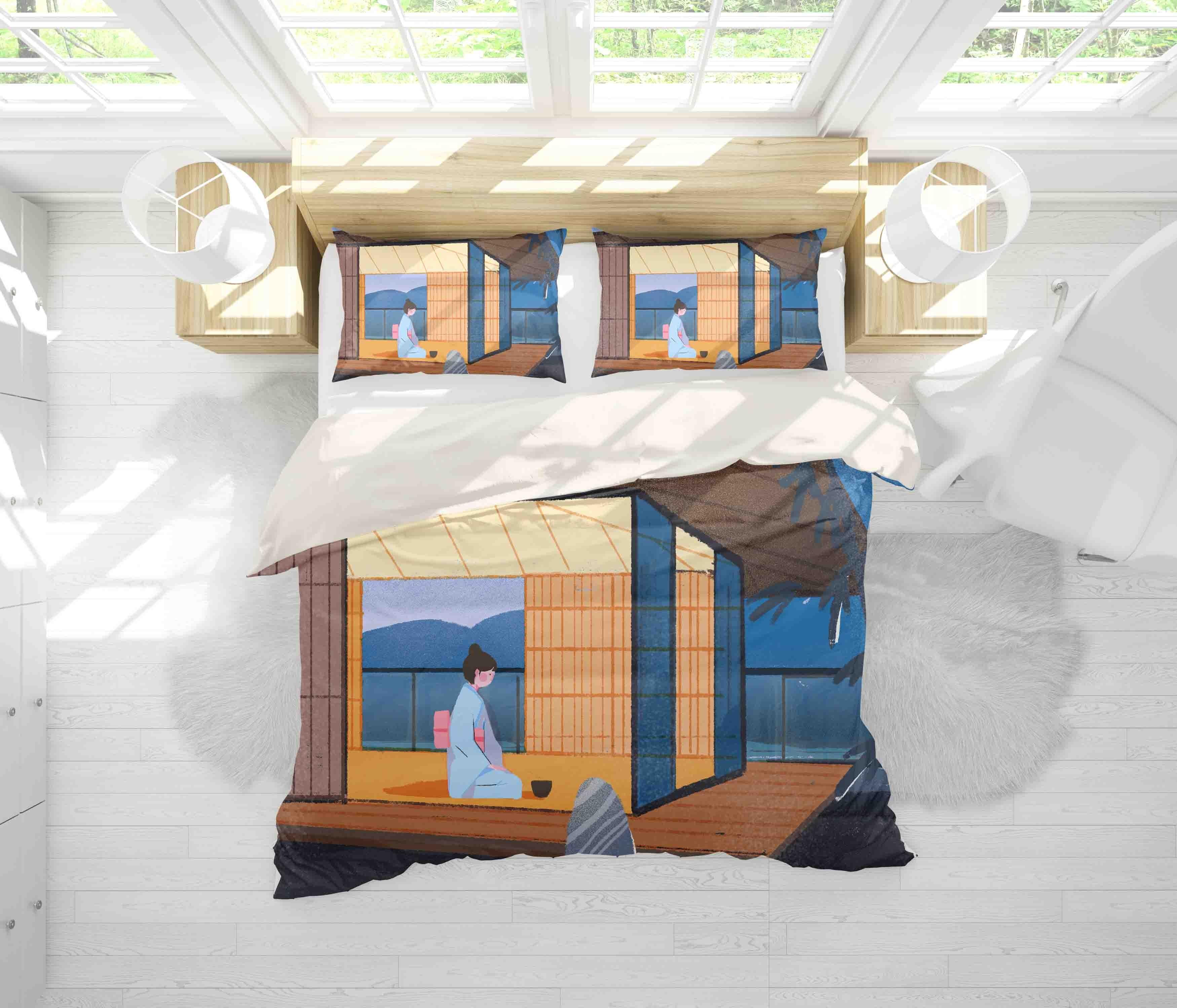 3D Abstract Japanese Beauty Quilt Cover Set Bedding Set Pillowcases 03- Jess Art Decoration