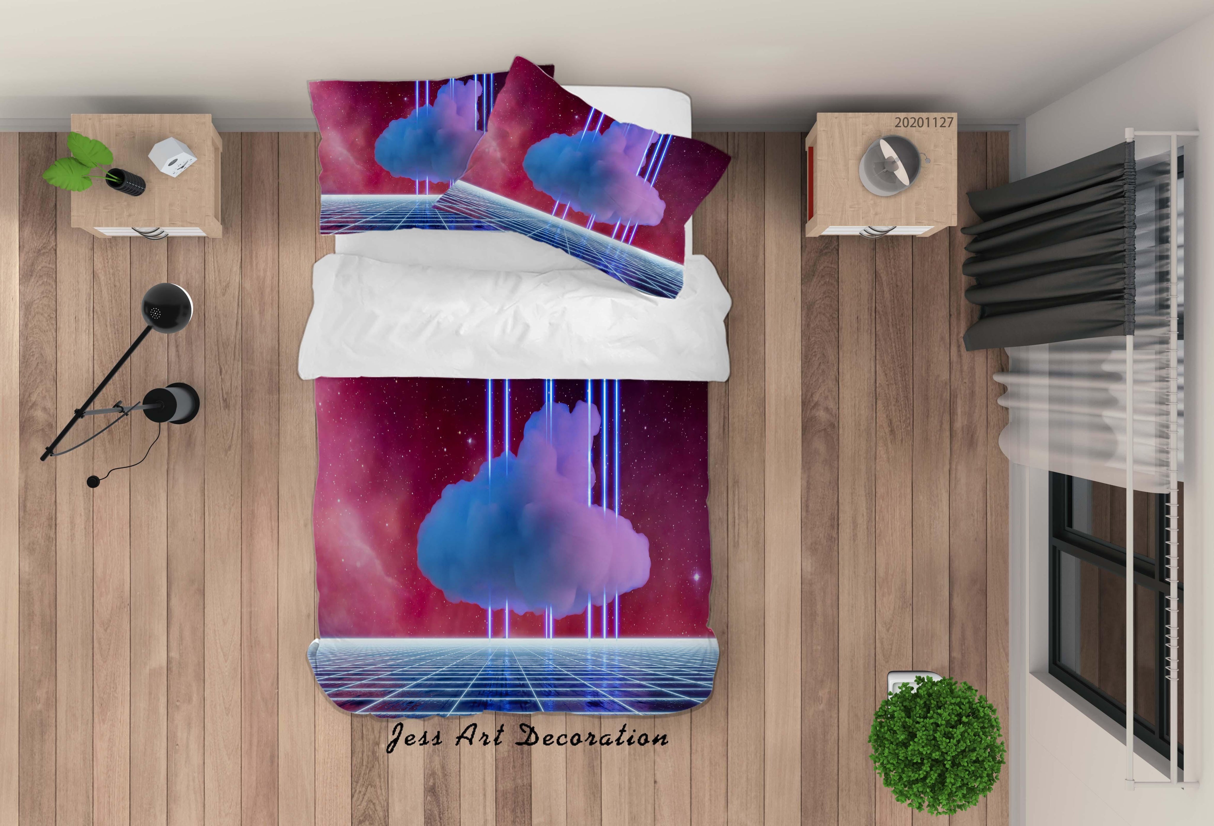 3D Abstract Digital Space Cloud Quilt Cover Set Bedding Set Duvet Cover Pillowcases LXL- Jess Art Decoration