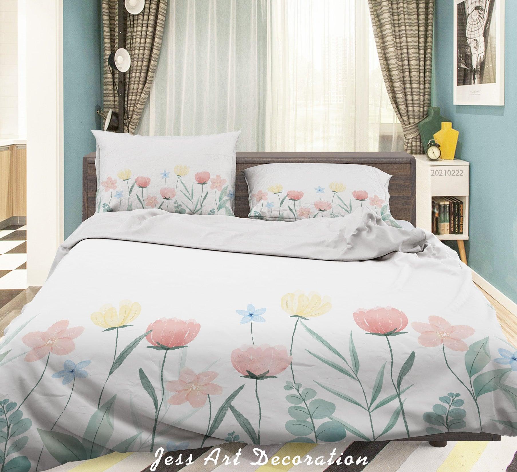 3D Watercolor Color Floral Quilt Cover Set Bedding Set Duvet Cover Pillowcases 155- Jess Art Decoration