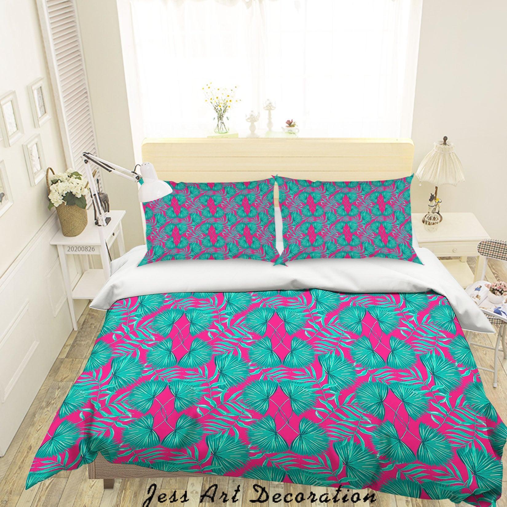 3D Green Leaves Pattern Quilt Cover Set Bedding Set Duvet Cover Pillowcases WJ 1358- Jess Art Decoration
