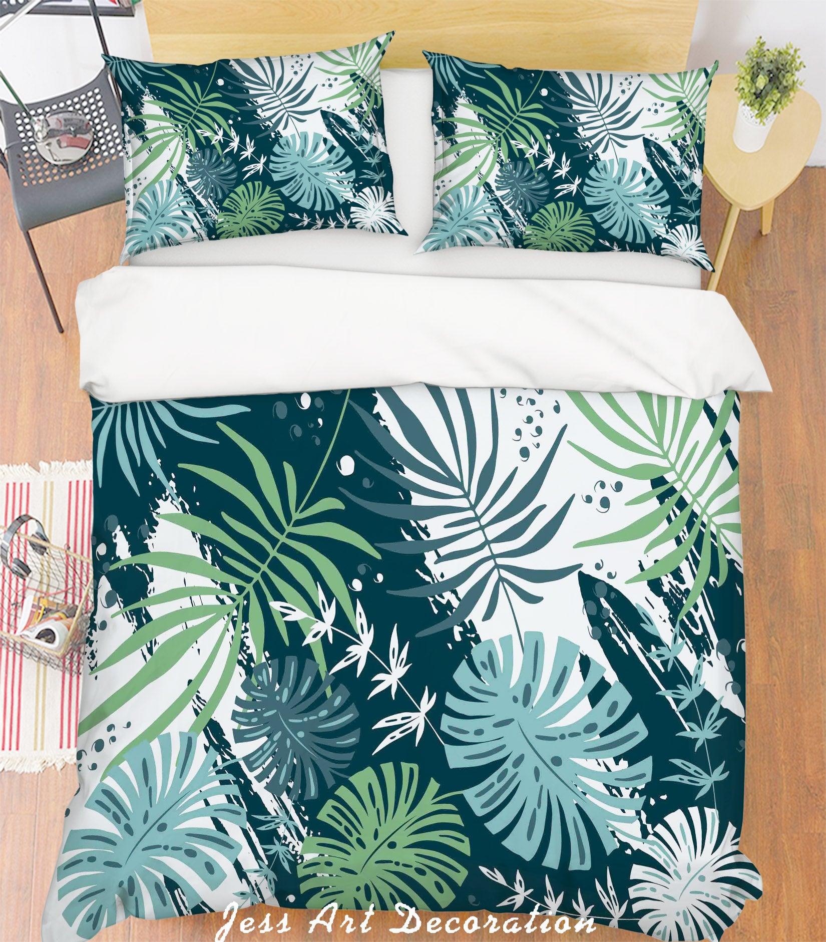 3D Green Leaves Quilt Cover Set Bedding Set Pillowcases 105- Jess Art Decoration