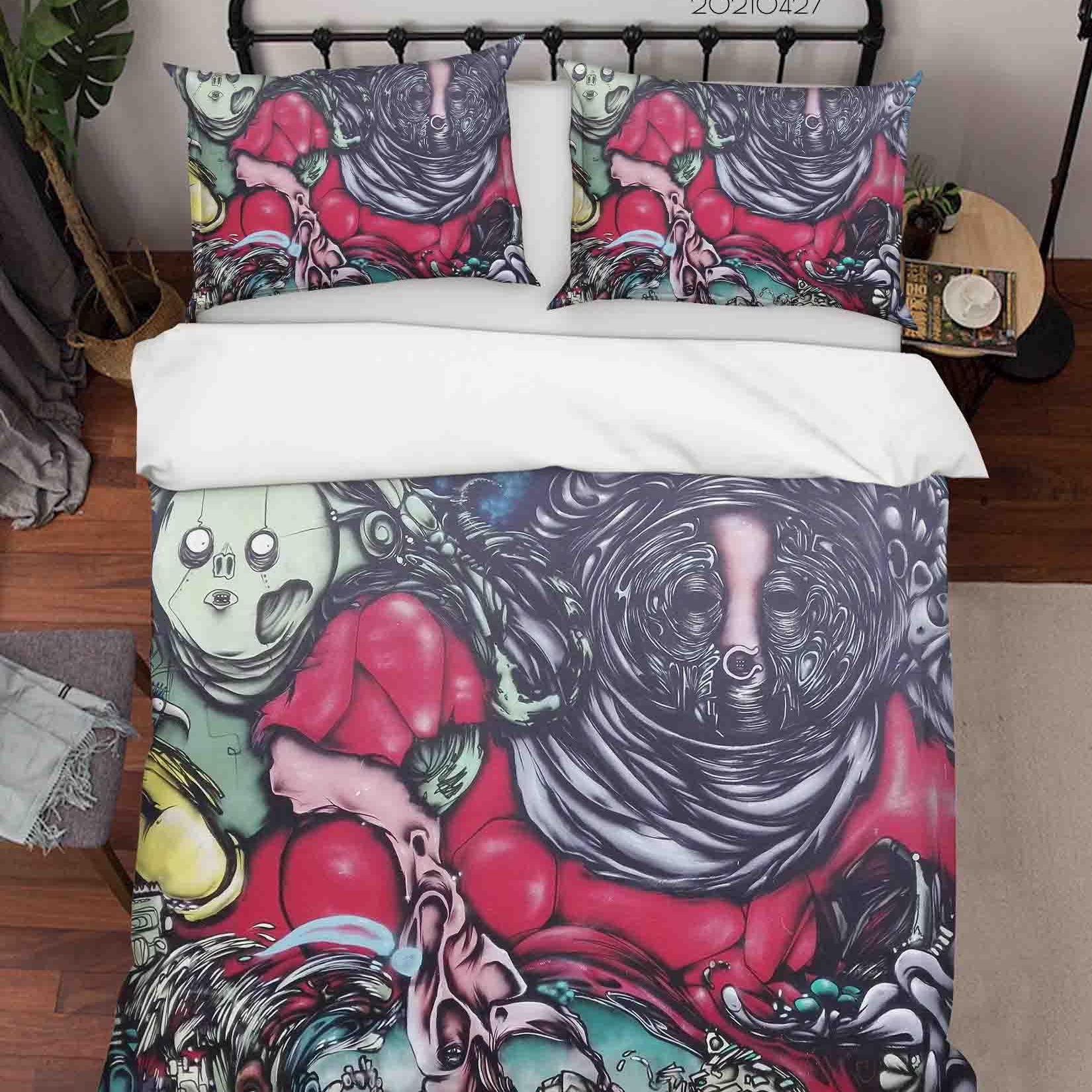3D Abstract Art Graffiti Quilt Cover Set Bedding Set Duvet Cover Pillowcases 149- Jess Art Decoration