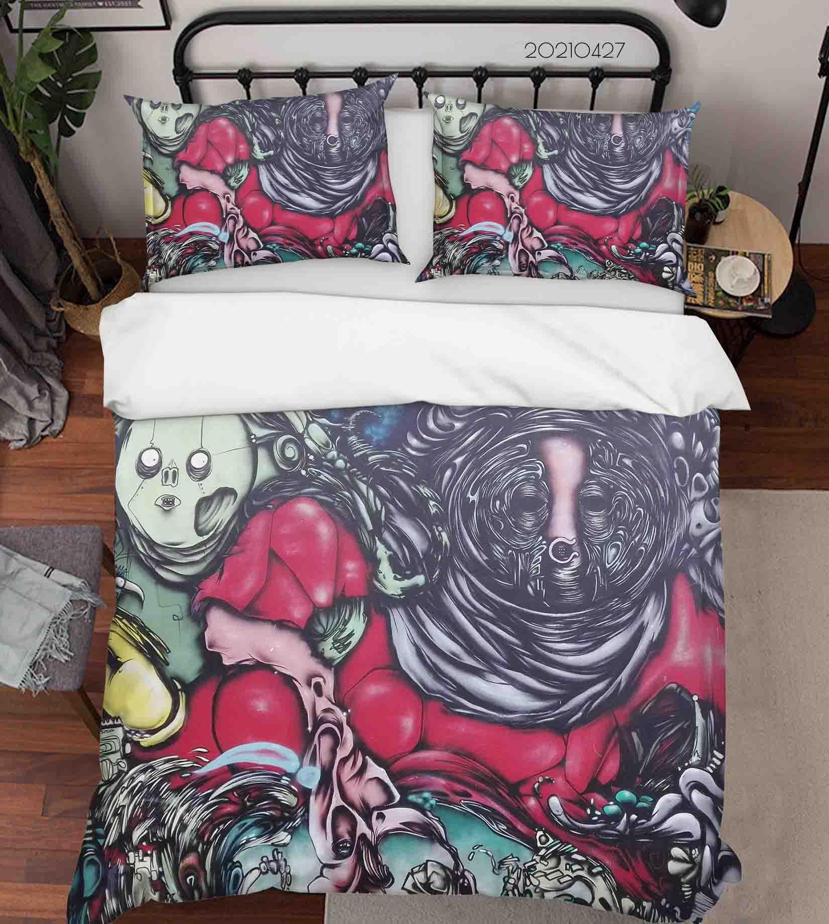 3D Abstract Art Graffiti Quilt Cover Set Bedding Set Duvet Cover Pillowcases 149- Jess Art Decoration