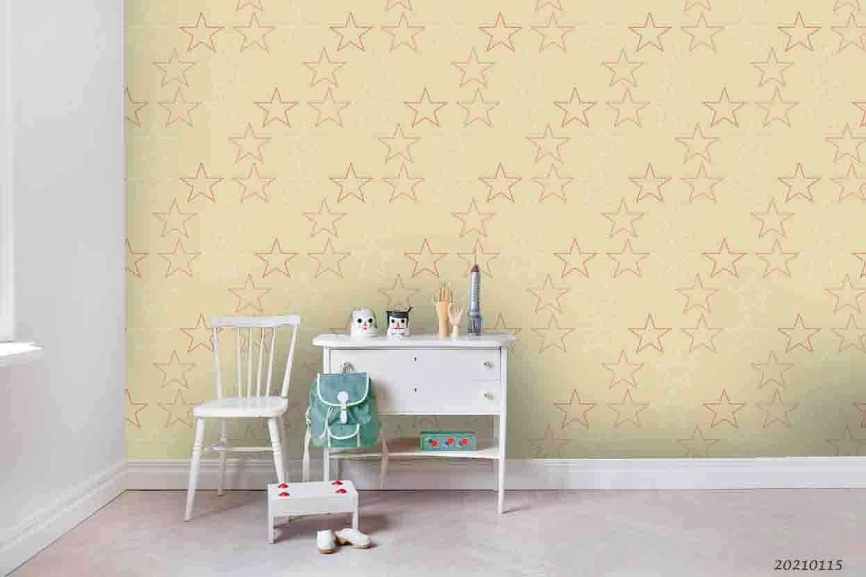 3D Hand Drawn Yellow Star Wall Mural Wallpaper LQH 134- Jess Art Decoration