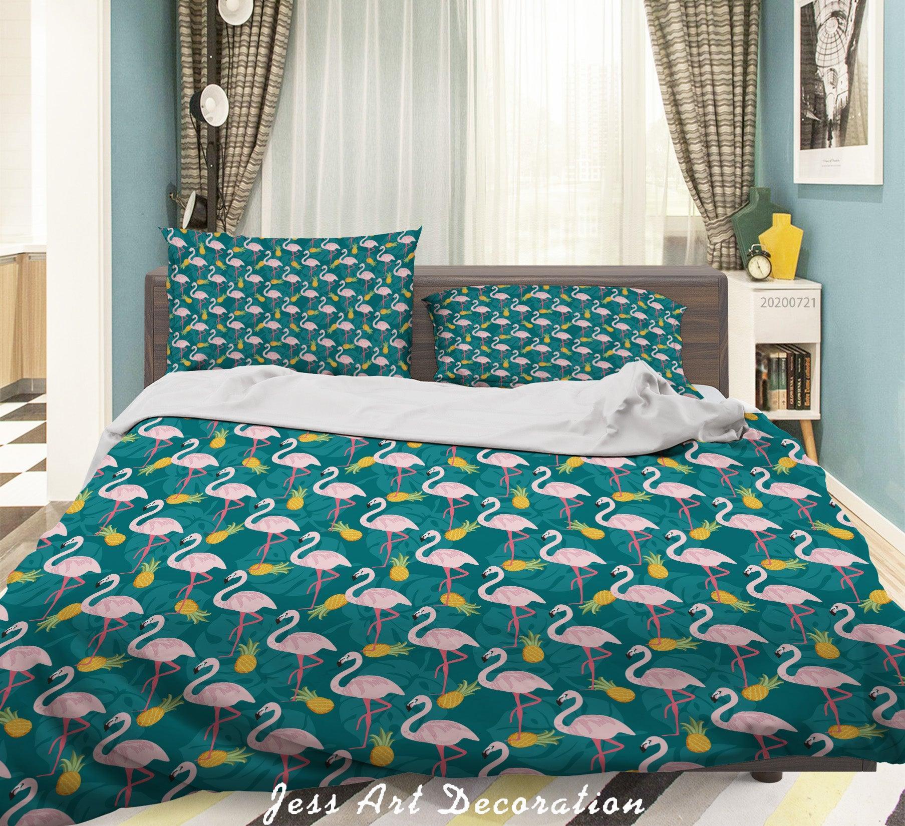 3D Fresh Flamingo Pineapple Pattern Quilt Cover Set Bedding Set Duvet Cover Pillowcases WJ 3710- Jess Art Decoration