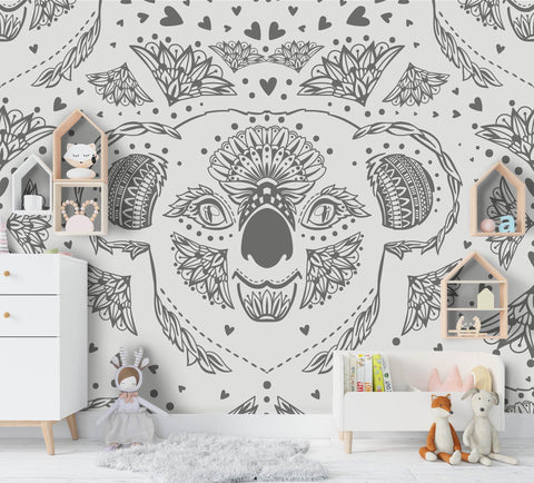 3D Cartoon Grey Elephant Wall Mural Wallpaper A183 LQH- Jess Art Decoration