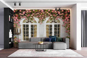 3D Pink Floral Leaves White Window Wall Mural Wallpaper LXL 226- Jess Art Decoration