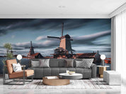 3D Near Sea Town Windmill Wall Mural Wallpaper SWW5000- Jess Art Decoration