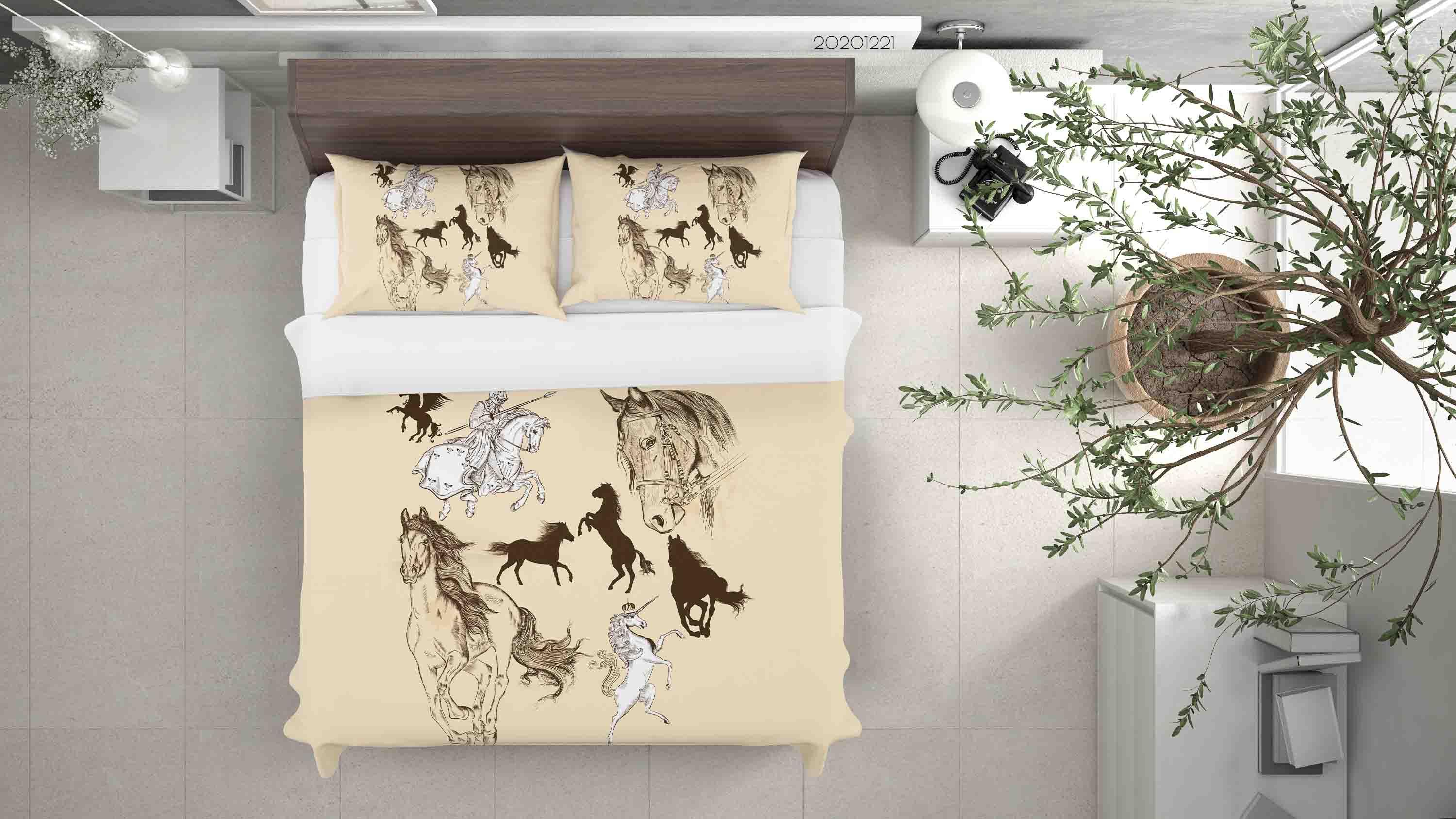3D Hand Drawn Animal Horse Quilt Cover Set Bedding Set Duvet Cover Pillowcases 202 LQH- Jess Art Decoration