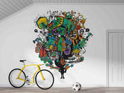 3D Abstract Music Graffiti Wall Mural Wallpaper  sww 179- Jess Art Decoration
