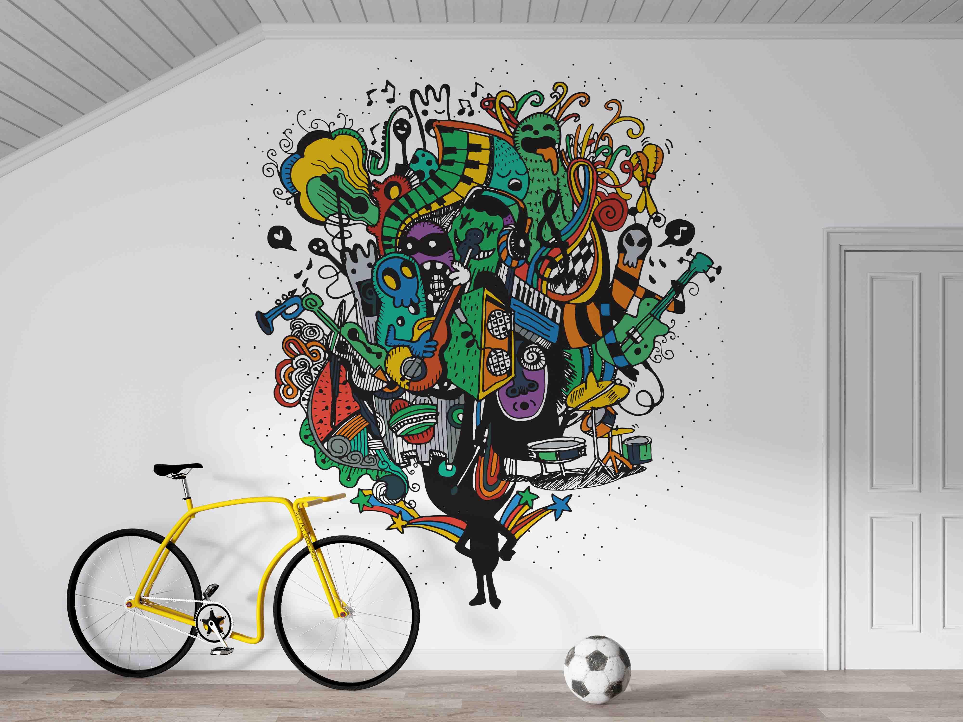3D Abstract Music Graffiti Wall Mural Wallpaper  sww 179- Jess Art Decoration