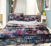 3D Abstract Colored Street Graffiti Quilt Cover Set Bedding Set Duvet Cover Pillowcases 182- Jess Art Decoration