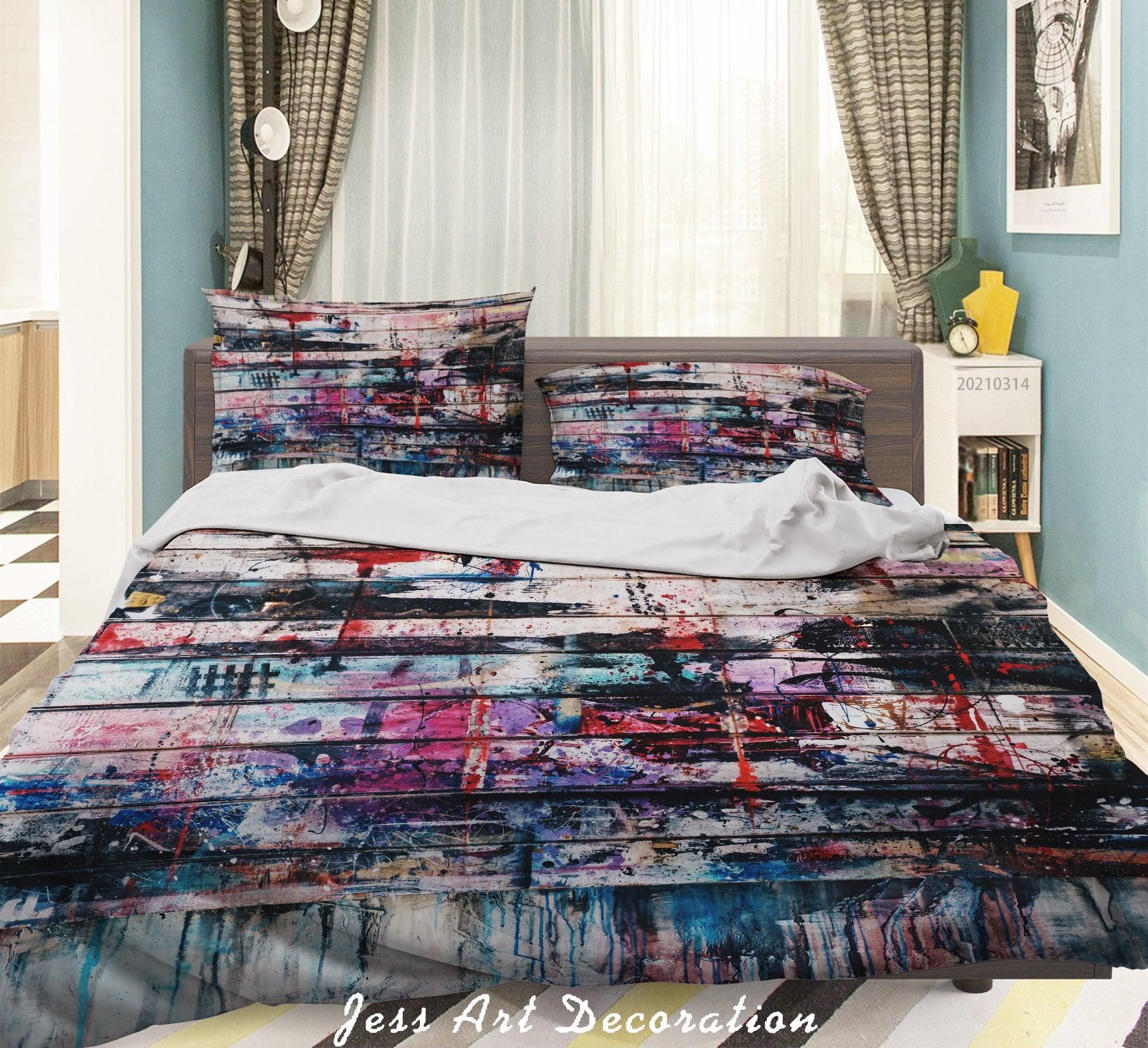 3D Abstract Colored Street Graffiti Quilt Cover Set Bedding Set Duvet Cover Pillowcases 182- Jess Art Decoration