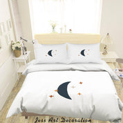 3D White Moon Star Quilt Cover Set Bedding Set Duvet Cover Pillowcases SF78- Jess Art Decoration