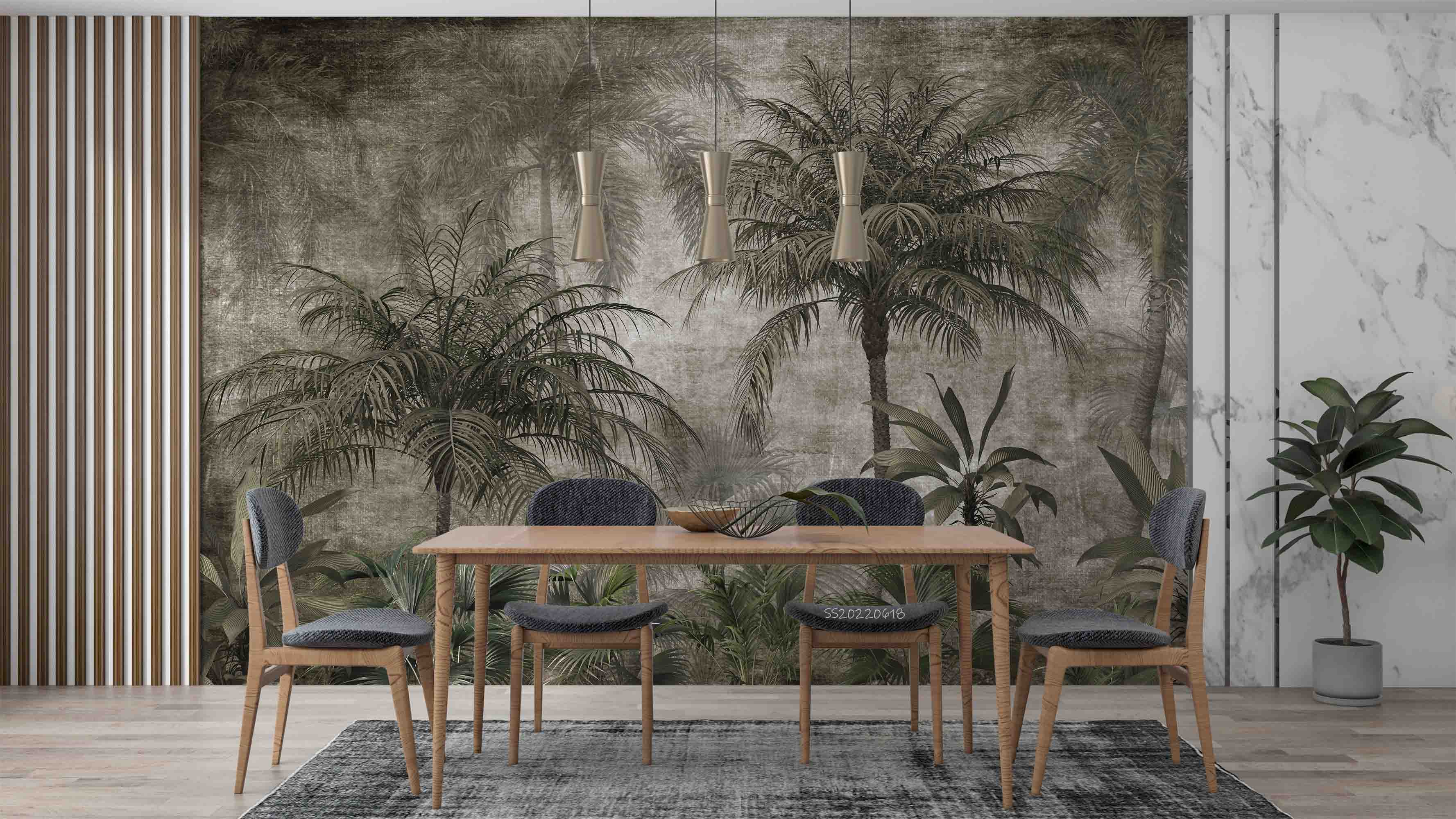 3D Vintage Tropical Palm Tree Leaves Scenery Wall Mural Wallpaper GD 773- Jess Art Decoration