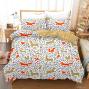3D Hand Drawn Animal Elk Fox Leaf Quilt Cover Set Bedding Set Duvet Cover Pillowcases 31- Jess Art Decoration