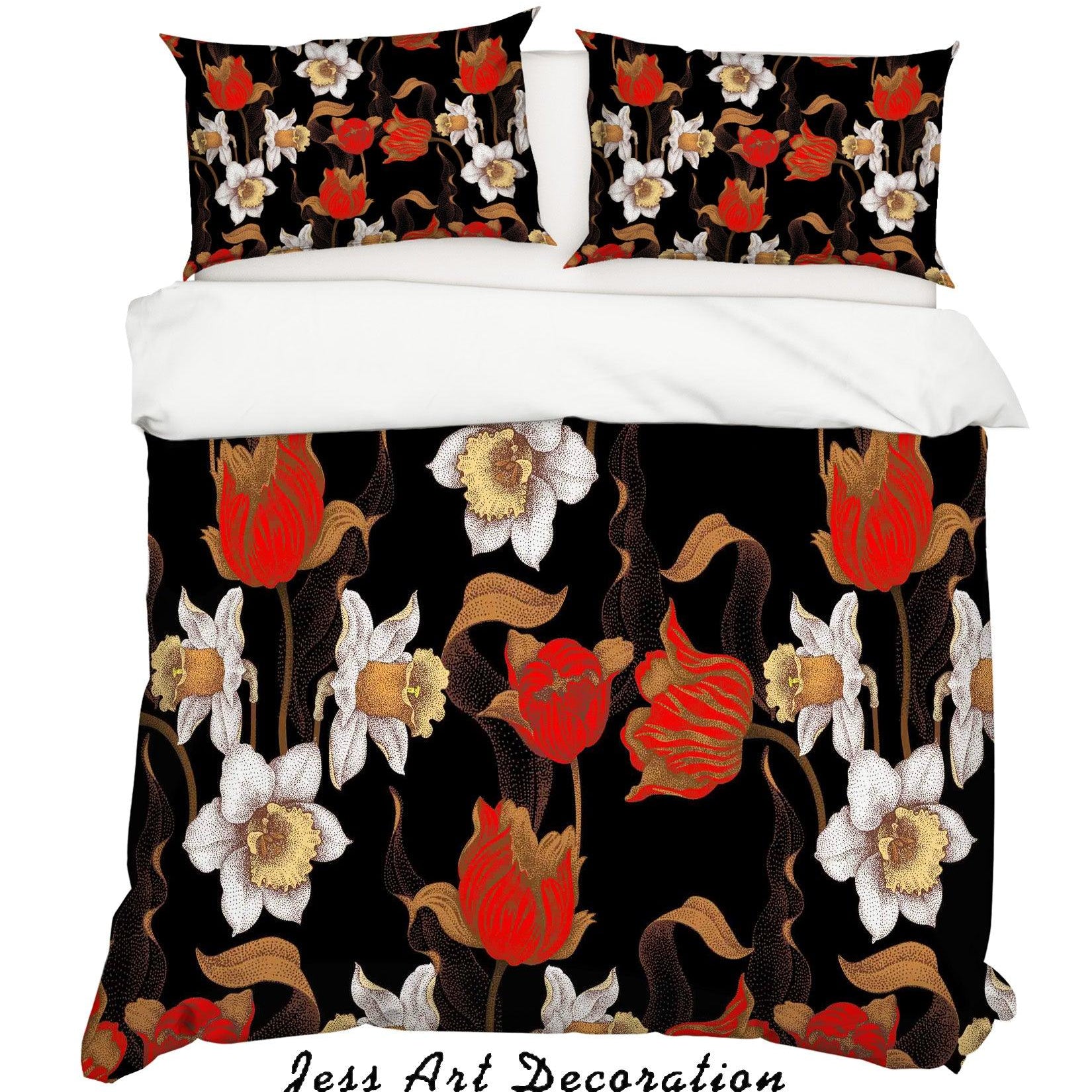 3D White Red Floral Quilt Cover Set Bedding Set Pillowcases 30- Jess Art Decoration