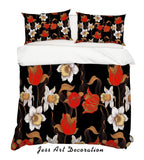 3D White Red Floral Quilt Cover Set Bedding Set Pillowcases 30- Jess Art Decoration