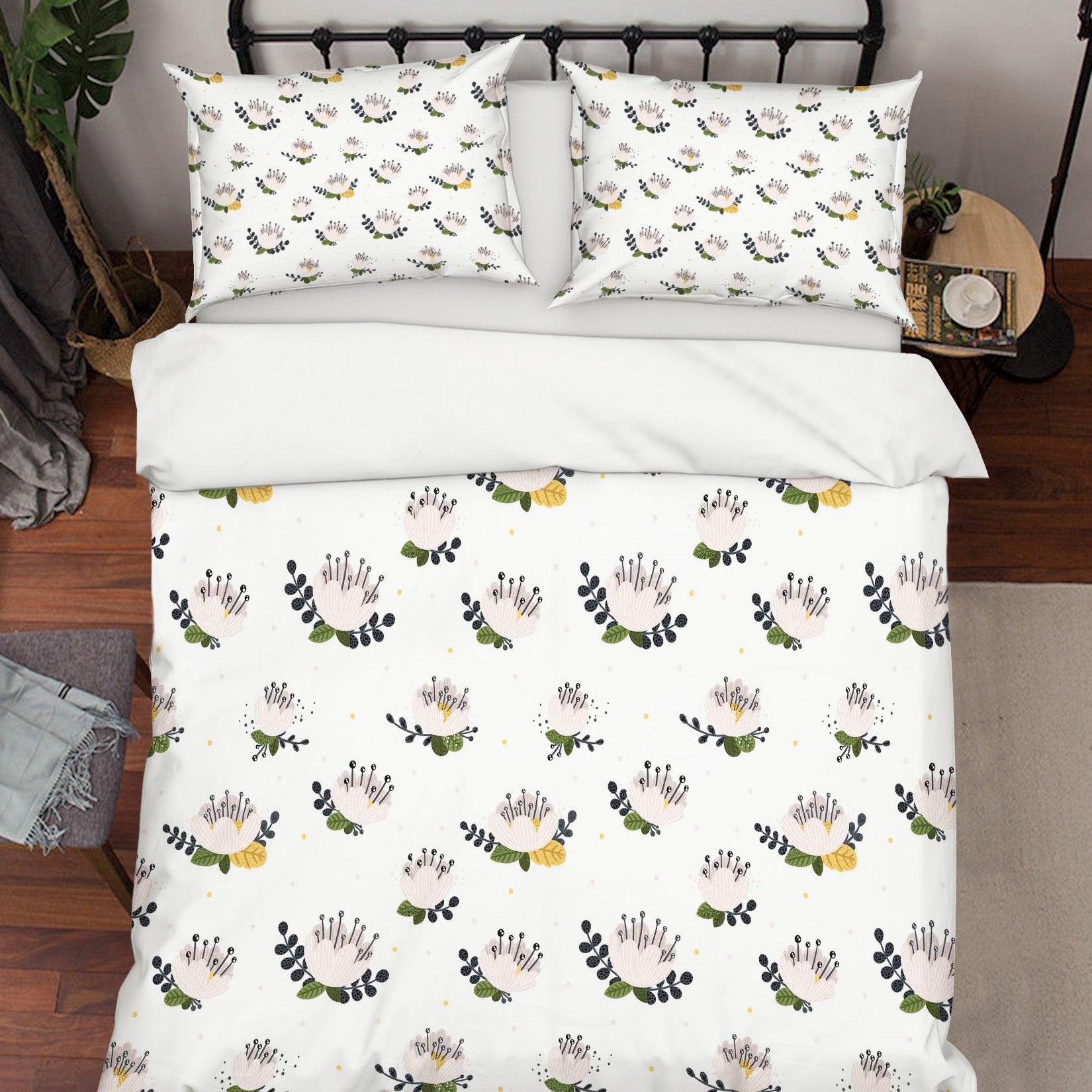 3D White Floral Quilt Cover Set Bedding Set Duvet Cover Pillowcases SF11- Jess Art Decoration