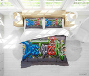 3D Abstract Colored Street Graffiti Quilt Cover Set Bedding Set Duvet Cover Pillowcases 72- Jess Art Decoration