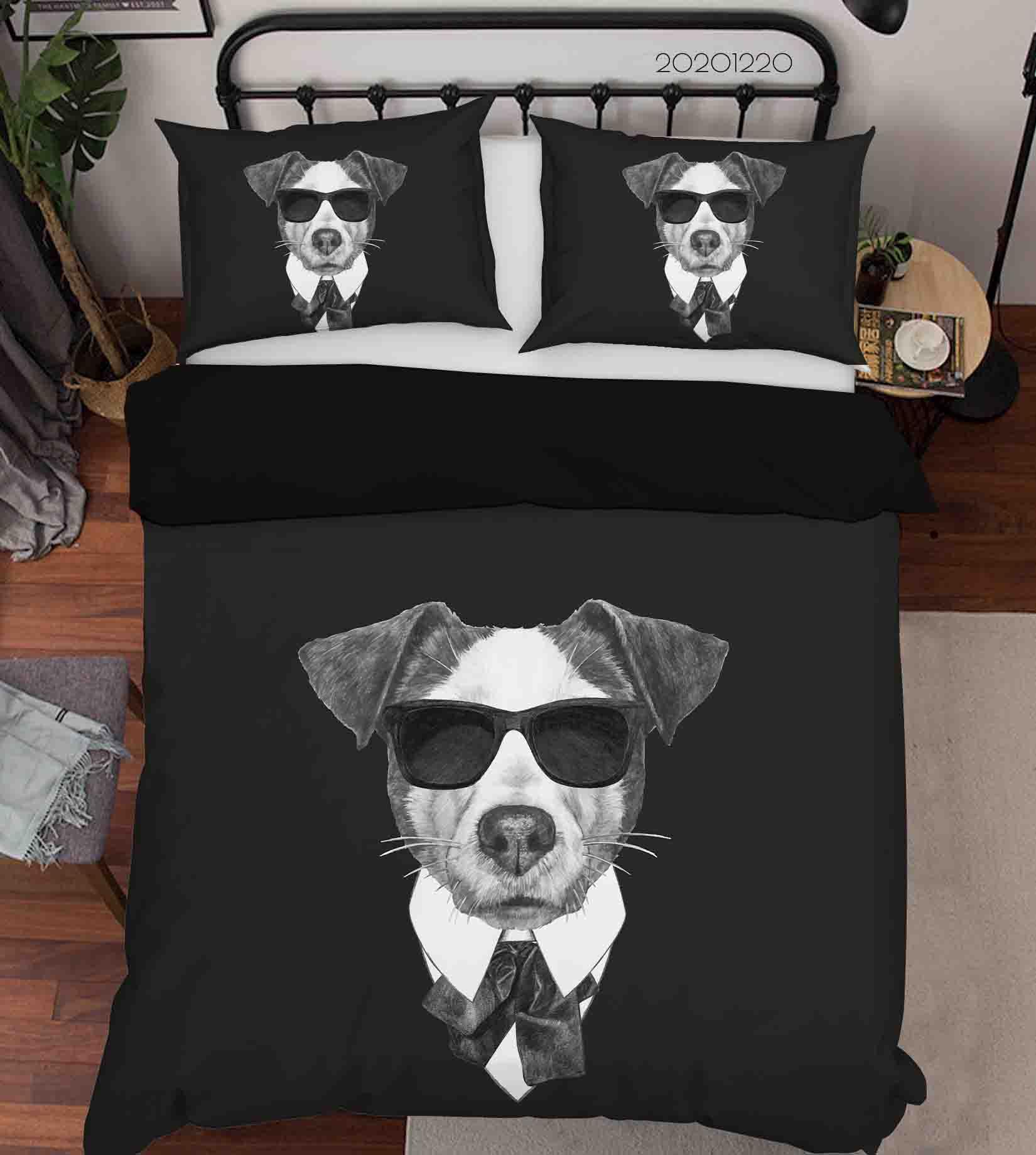 3D Hand Drawn Animal Black Dog Quilt Cover Set Bedding Set Duvet Cover Pillowcases 128 LQH- Jess Art Decoration