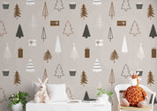 3D Christmas Season Pine Tree Wall Mural Wallpaper GD 2083- Jess Art Decoration