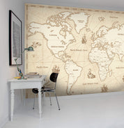3D Retro World Map Wall Mural Wallpaper LQH 16- Jess Art Decoration