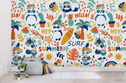 3D Cartoon Colorful Floral Plant Panda Wall Mural Wallpaper LXL 1129- Jess Art Decoration