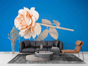 3D Rose Floral Blue Background Wall Mural Wallpaper LQH 39- Jess Art Decoration