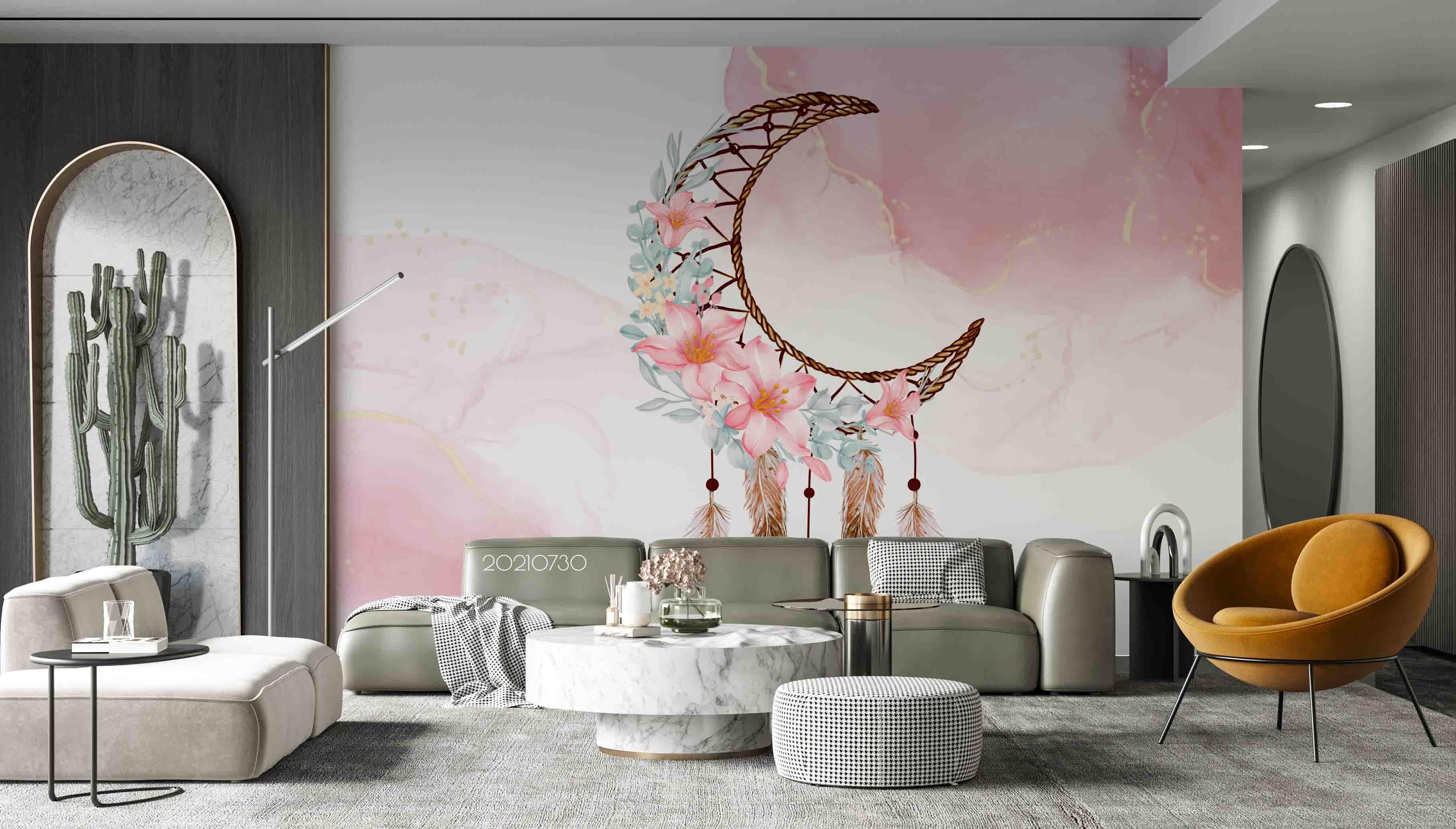 3D Watercolor Tribal Feather Floral Wall Mural Wallpaper SWW4480- Jess Art Decoration