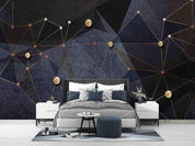3D Dark Geometric Network dark geometric network pattern wall mural wallpaper for living room - view 2