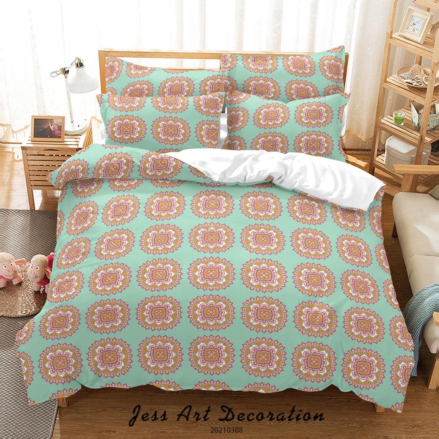 3D Abstract Green Floral Quilt Cover Set Bedding Set Duvet Cover Pillowcases 22- Jess Art Decoration