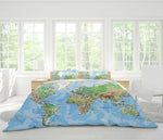 3D Blue World Map Quilt Cover Set Bedding Set Pillowcases 37- Jess Art Decoration