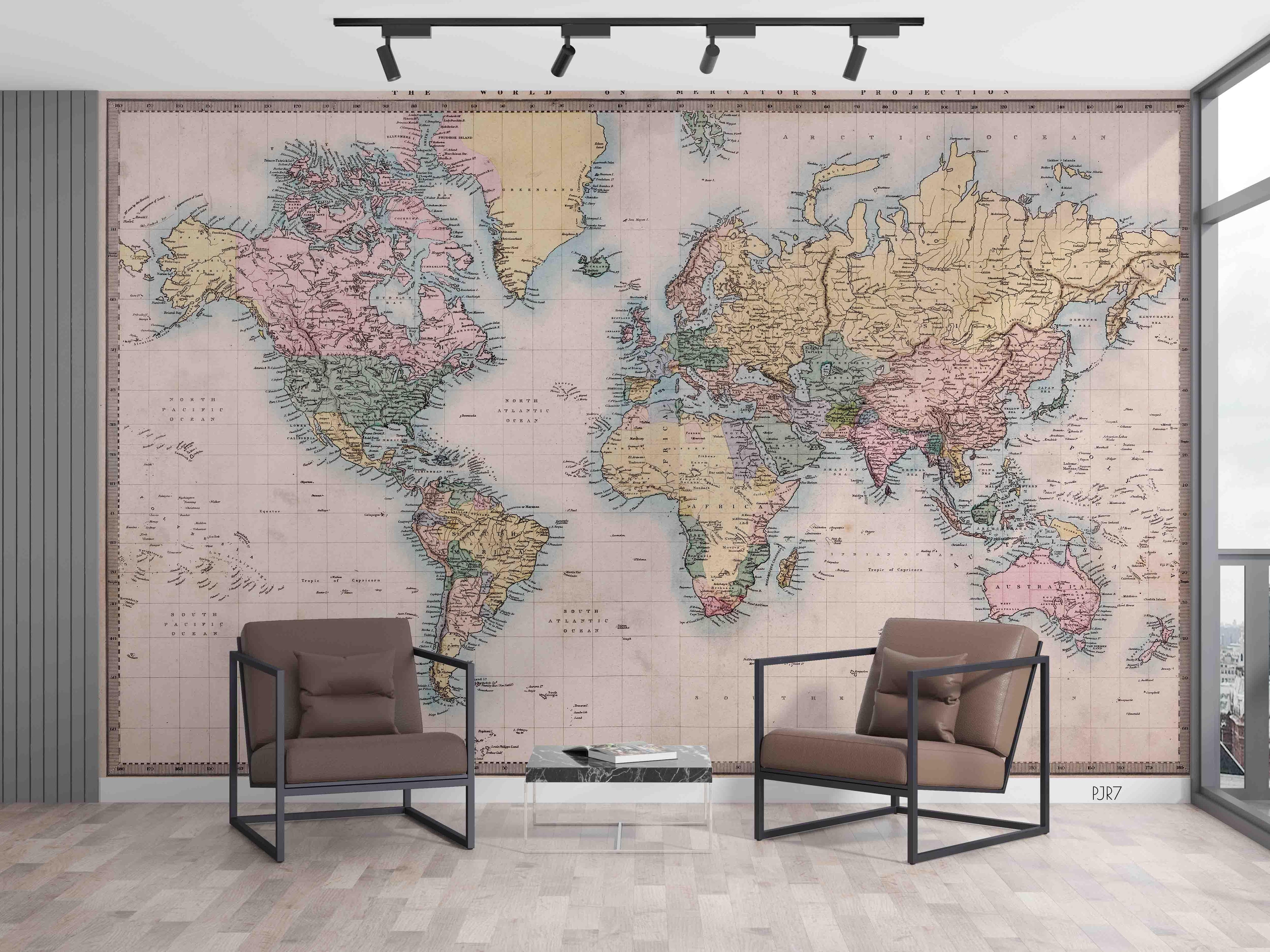 3D Colourful World Map Wall Mural Wallpaper WJ 6677- Jess Art Decoration