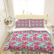 3D Colourful Flowers Pattern Quilt Cover Set Bedding Set Duvet Cover Pillowcases WJ 1375- Jess Art Decoration