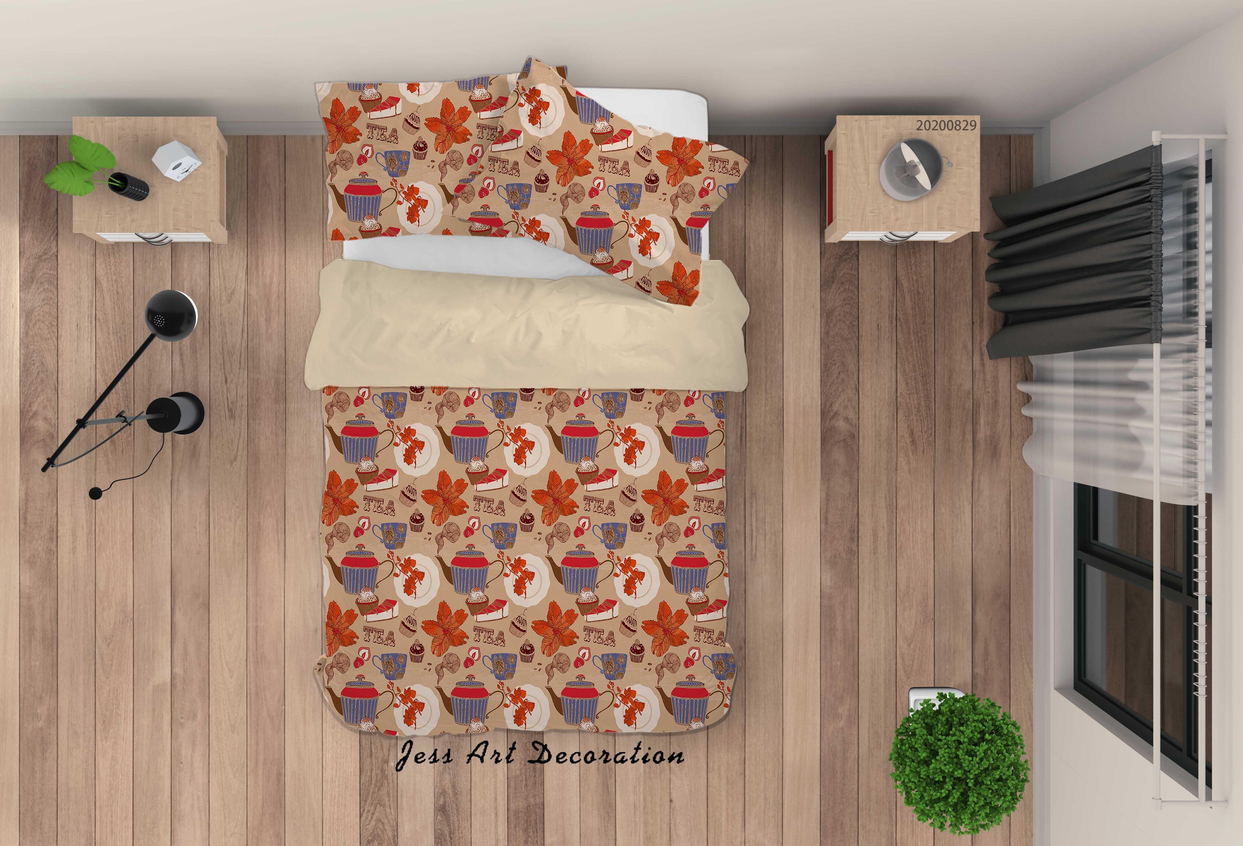 3D Abstract Hand Draw Cartoon Leave Gift Pattern Quilt Cover Set Bedding Set Duvet Cover Pillowcases WJ 3562- Jess Art Decoration