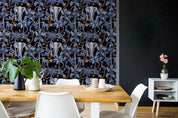 Vintage Blue Elephant Animal Palm Tree Plant Pattern Wall Mural Wallpaper LXL- Jess Art Decoration