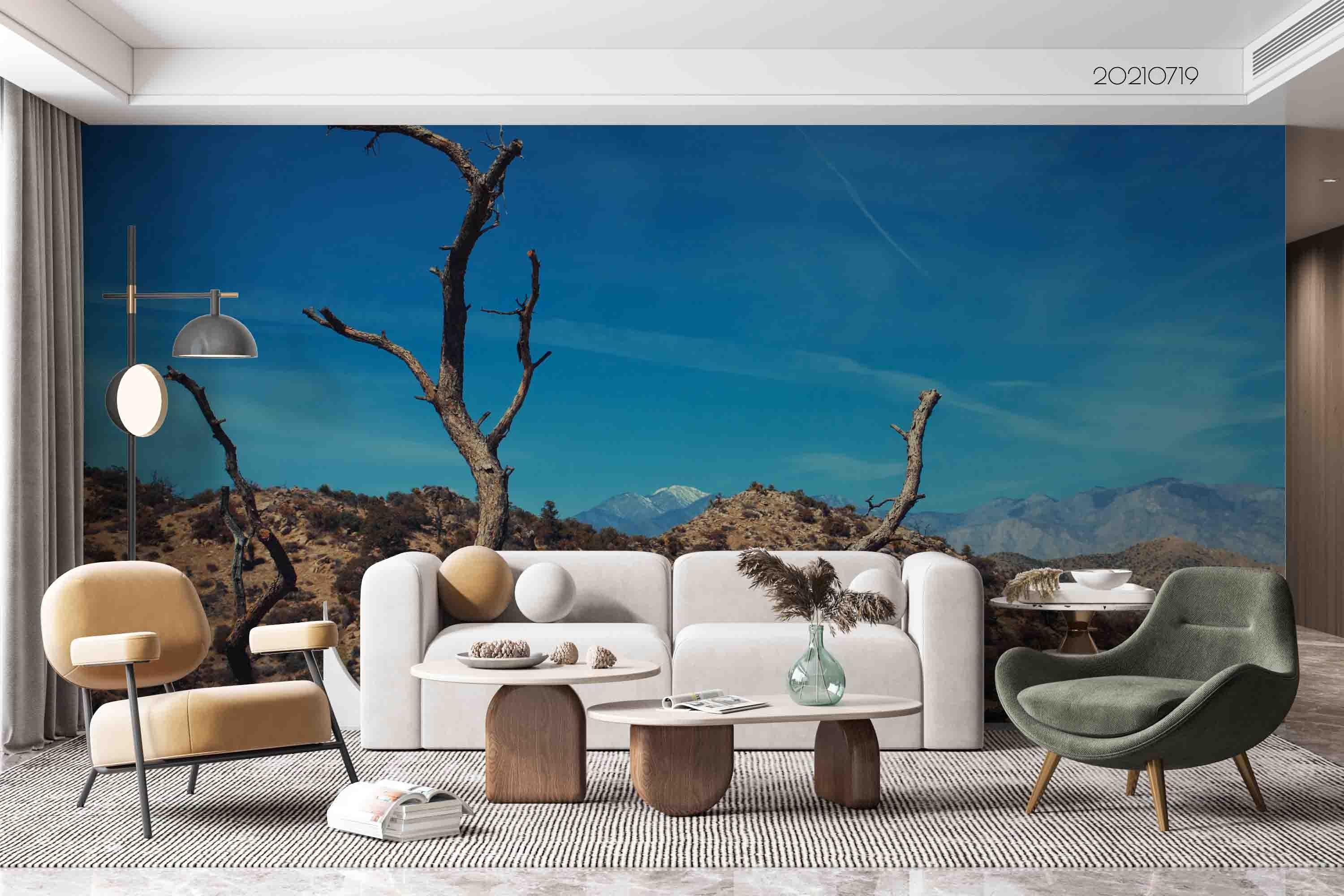 3D Withered Tree Mountain Sky Wall Mural Wallpaper SWW3000- Jess Art Decoration