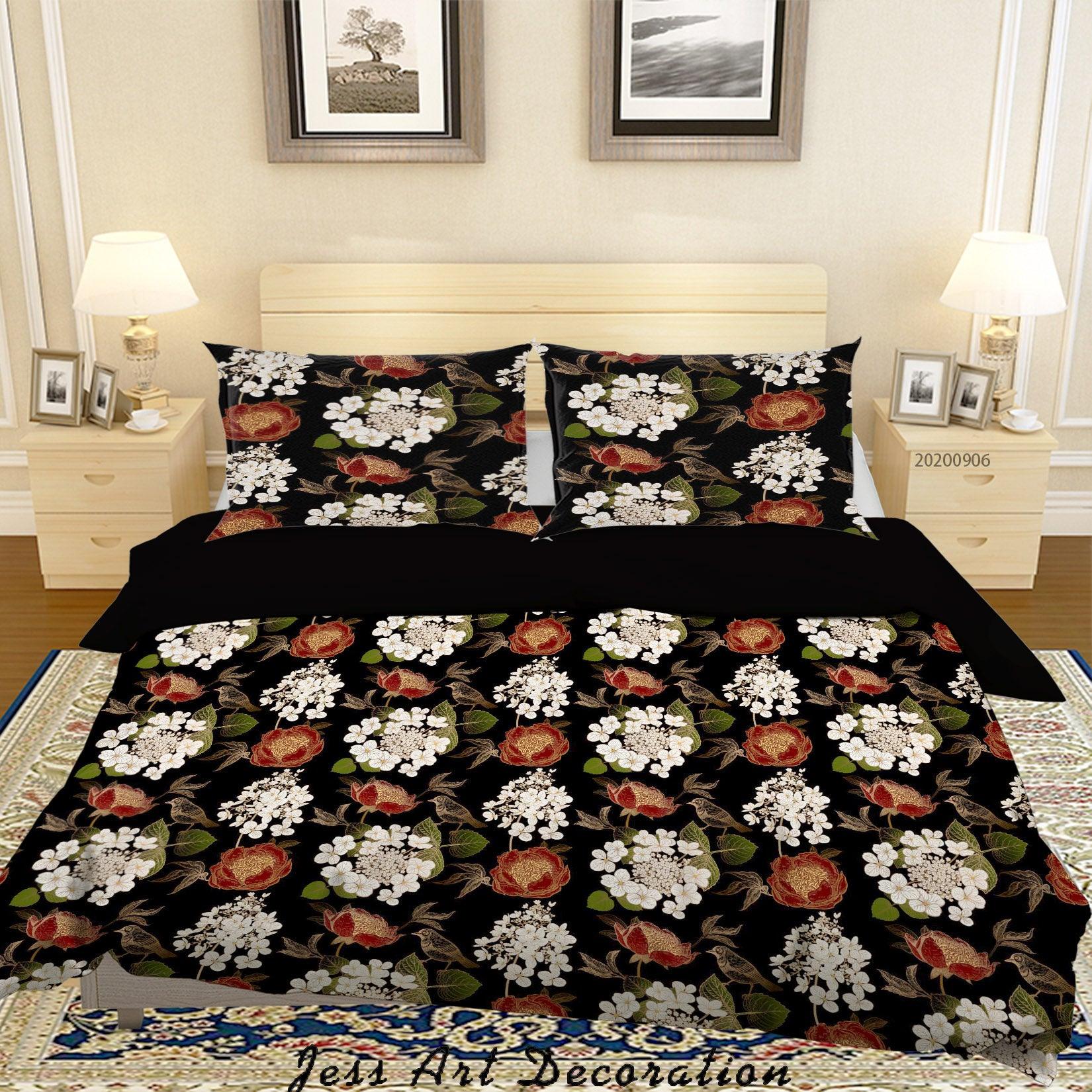 3D Vintage Leaves White Floral Pattern Quilt Cover Set Bedding Set Duvet Cover Pillowcases WJ 3640- Jess Art Decoration