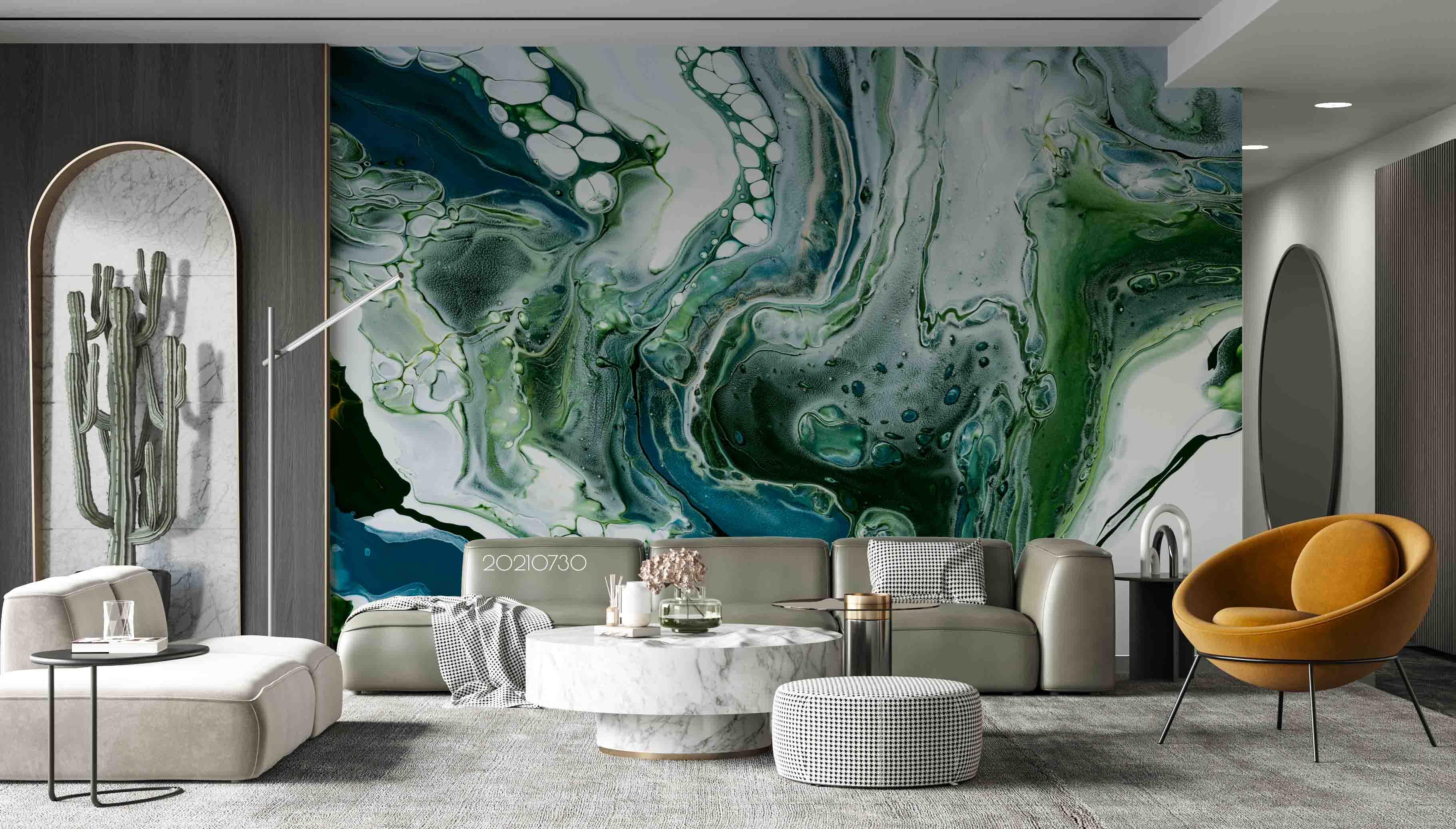 3D Green Marble Flowing Texture Wall Mural Wallpaper SWW4441- Jess Art Decoration