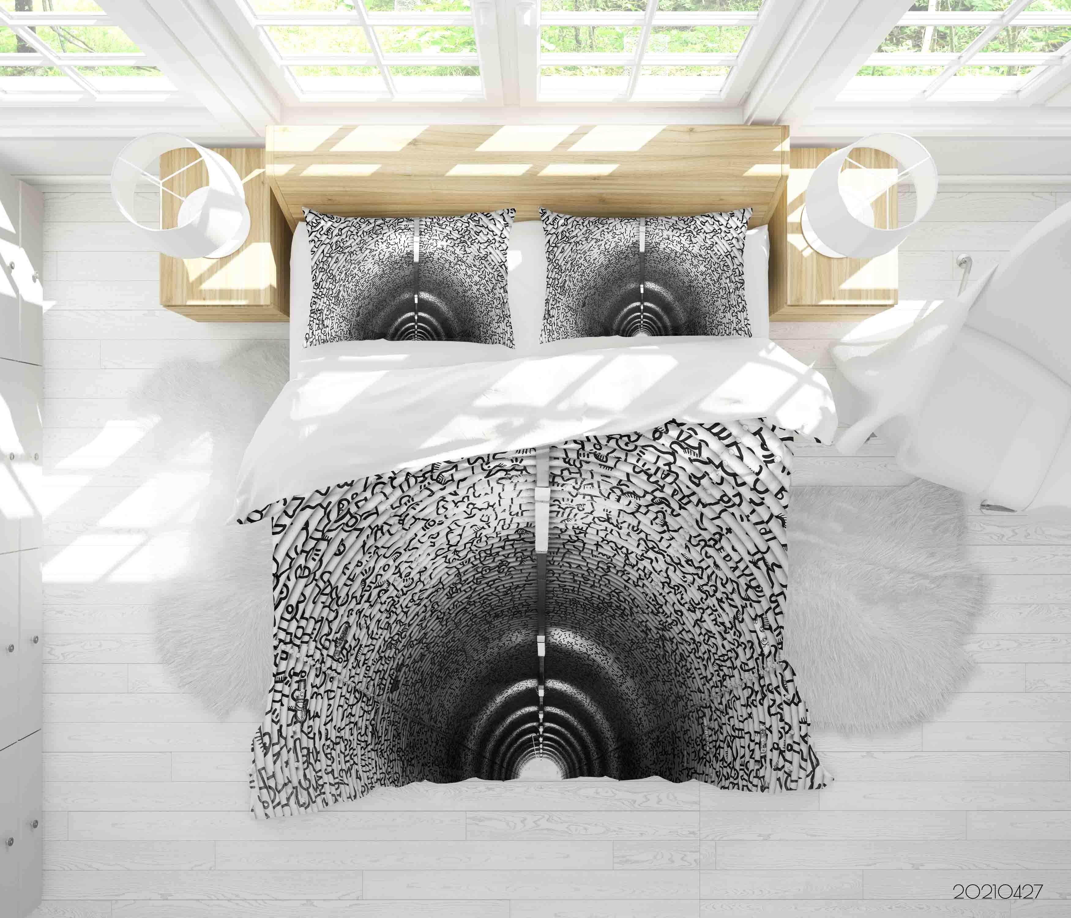 3D Abstract Graffiti Tunnel Quilt Cover Set Bedding Set Duvet Cover Pillowcases 128- Jess Art Decoration