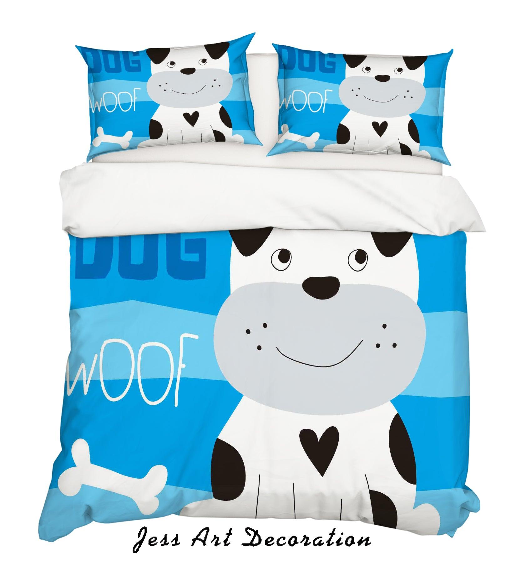 3D Cartoon Dog Blue Quilt Cover Set Bedding Set Pillowcases 169- Jess Art Decoration