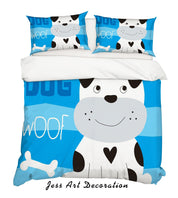 3D Cartoon Dog Blue Quilt Cover Set Bedding Set Pillowcases 169- Jess Art Decoration