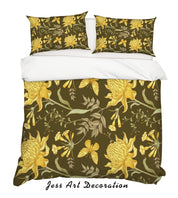 3D Golden Chrysanthemum Quilt Cover Set Bedding Set Pillowcases 187- Jess Art Decoration