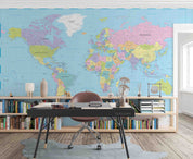 3D Detailed World Map Wall Mural Wallpaper GD 2606- Jess Art Decoration