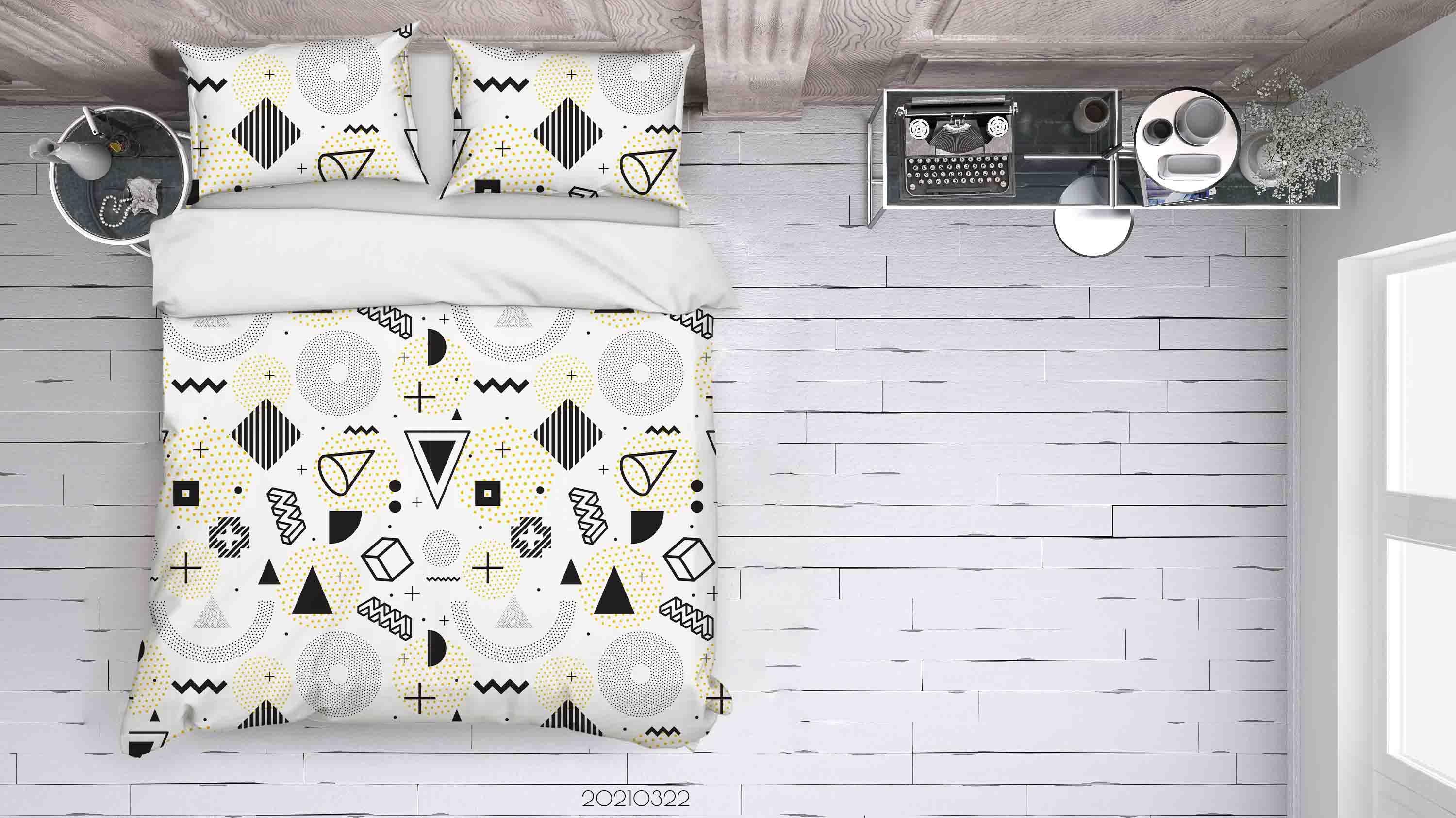 3D Abstract Geometric Pattern Quilt Cover Set Bedding Set Duvet Cover Pillowcases 127- Jess Art Decoration
