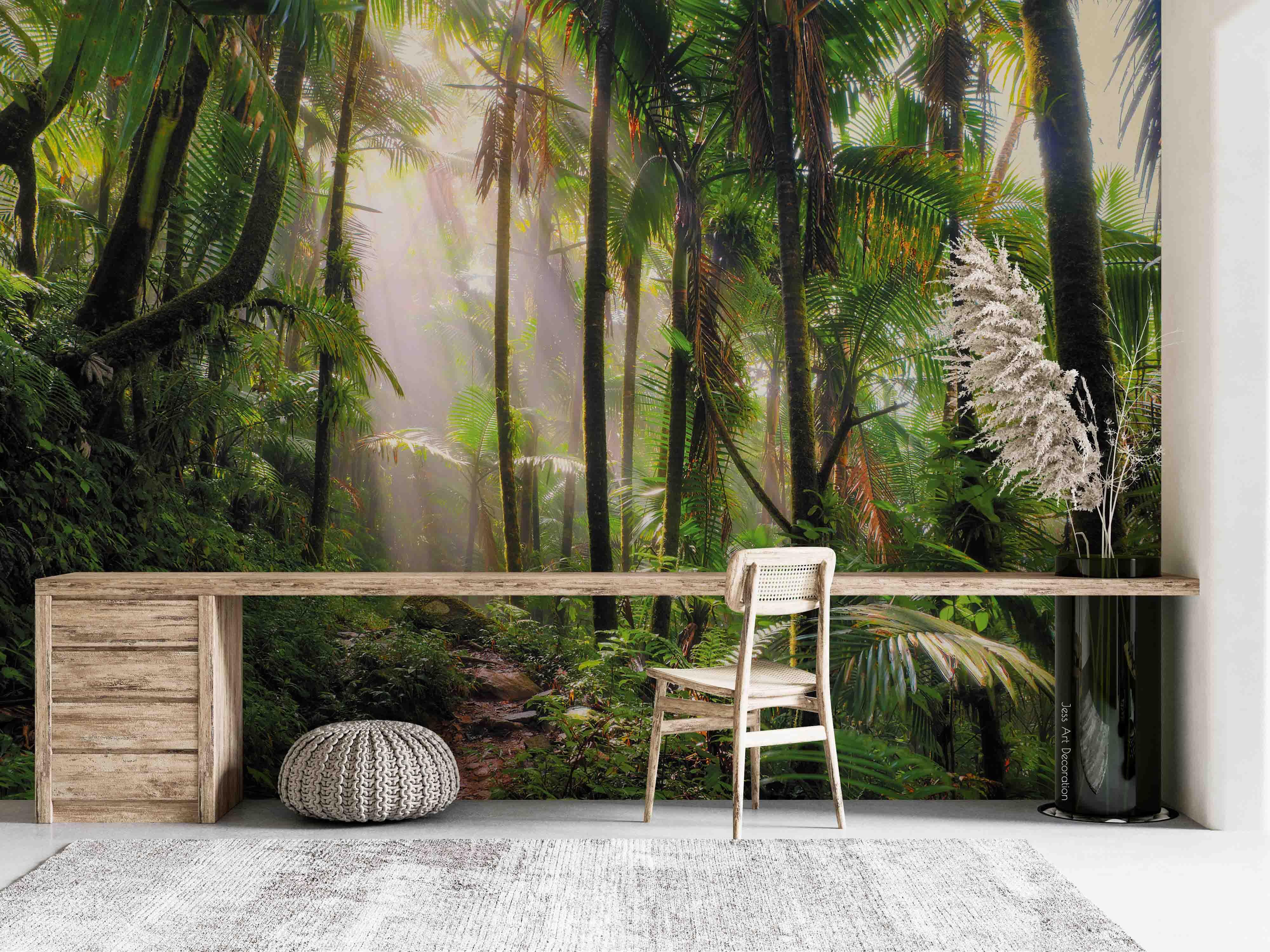 3D Forest Sunbeam Plant Leaf Wall Mural Wallpaper GD 2733- Jess Art Decoration